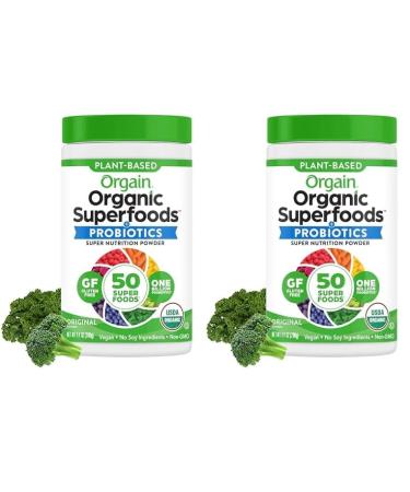 Orgain Organic Greens Powder + 50 Superfoods Original - 1 Billion Probiotics for Gut Health Antioxidants Vegan Plant Based Gluten Free Non GMO Dairy Free Juice & Smoothie Mix - 0.62lb
