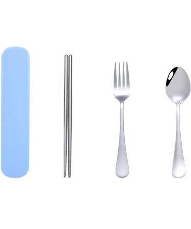 Portable Stainless Steel Cutlery Set Spoon Fork Chopsticks Three Piece Set Student Cutlery Set Blue - Buy Online on GoSupps.com