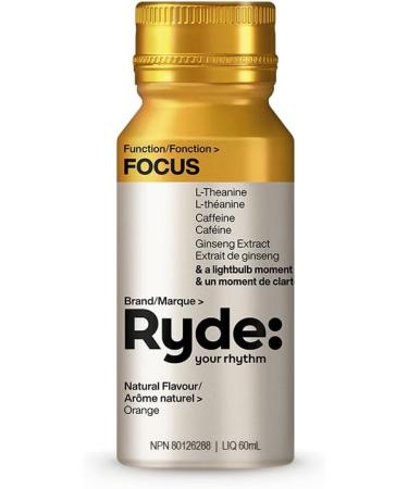 Ryde Focus Shot | Orange Flavor | 8 pack of 60 ml shots | Ginseng & L-Theanine | Caffeine | Zero Calories Zero Sugar and Vegan Focus Shot (Orange Flavor) - Buy Online on GoSupps.com