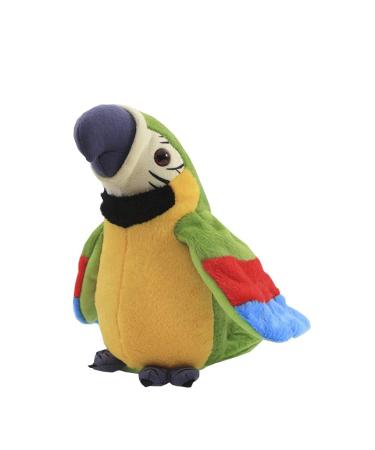 Moonlove Cute talking parrot toy record Interactive Plush toy repeat speaking parrot waving wings Funny plush bird toy Christmas Birthday Gift (Mix-Green)