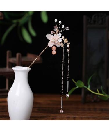 Houchu Chinese Hair Sticks - Traditional Classical Handmade Hair Jewelry with Tassel, Flower, Crystal, and Pearl Accents - Buy Online on GoSupps.com