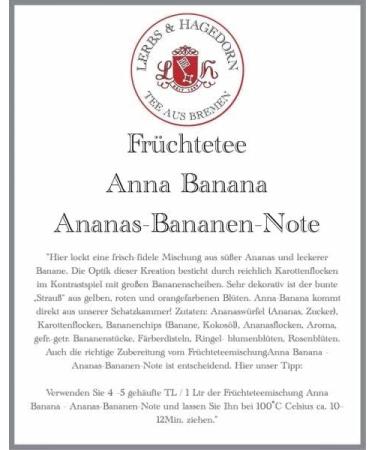  Lerbs & Hagedorn Lerbs & Hagedorn Anna Banana Fruit Tea Mix 1 kg (approx. 81 l) with carrot flakes coloring thistles rose petals - Buy Online on GoSupps.com