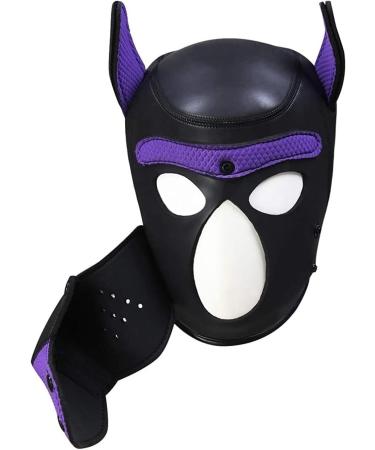 Yiqin RWSX Soft Latex Dog Mask for Pet Play | Removable Mouth & Ears | XL Purple | Perfect for Halloween & Parties - Buy Online on GoSupps.com