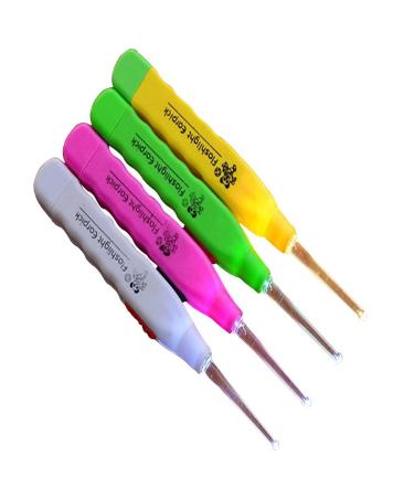 OUNONA 4pcs LED Lighting Ear Pick Lighted Earwax Removal Swab Baby Kids Safe Earwax Remover Tool (Random)