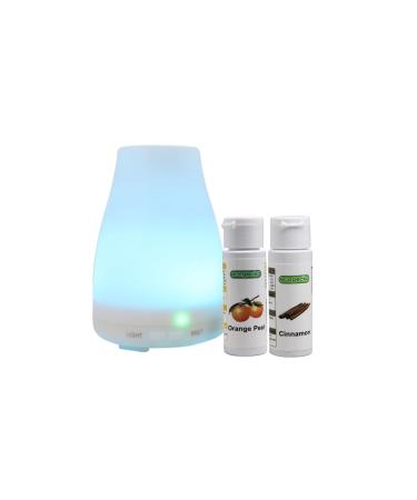 Essential Oil Diffuser Aroma Oil Diffuser with Color Changing LED Lights Includes Cinnamon and Orange Oils