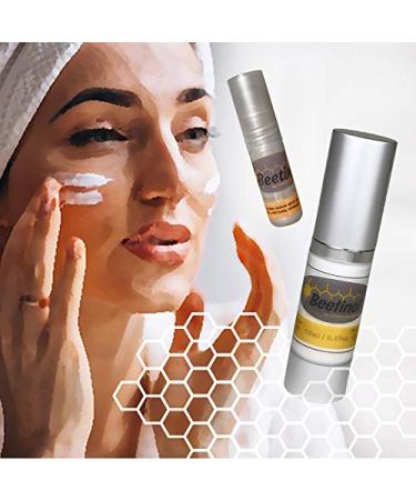2 Beetinols Anti aging serums (15ml bottle & 5ml Roller Ball applicator) - Day/Night Eye & Face Serum : Bee Venom Retinol Peptides Hyaluronic Acid Vitamin C & K