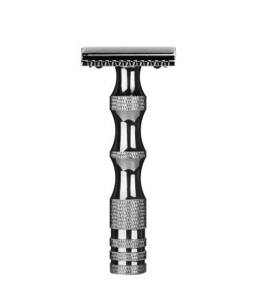 EVTSCAN Classic Men Anti-Slip Metal Handle Dual Blade Shaver Vintage Style Manual Razor(Black)