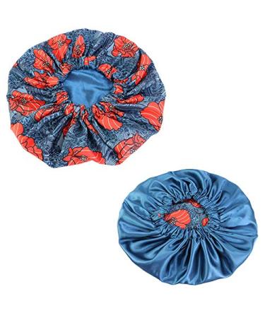 Slay The Crochet | Premium Large Satin Lined Bonnet Silk Bonnet Sleeping Cap | No Slip Double Layer | Preserve Long Hair Blue