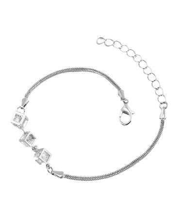 Oralgos Zircon-cube bracelet elegant crystal control chain adjustable for couples hand chain women's bricks jewelry for anniversaries