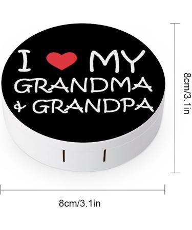 I Love My Grandpa And Grandma Round Case For Contact Lens Kit Storage Box with Mirror Printed - Buy Online on GoSupps.com