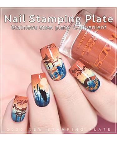 KADS Nail Stamping Plate Chinese Style Nail Art Stamp Template bamboo Lotus DIY Image Template Manicure Stamping Plate Stencil Tools (CN026) - Buy Online on GoSupps.com