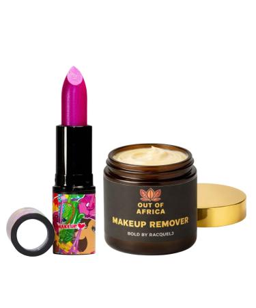 Bold by RacquelJ Lip & Glow Duo Flaming Fuchsia Satin Lipstick + Luxe Shea Butter Makeup Remover Hydrating Longwear Cruelty Free - Buy Online on GoSupps.com
