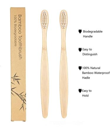 SEVENHEAD 2 Pack Bamboo Toothbrushes with Soft Bristles | Natural, Biodegradable, Eco-Friendly | BPA Free | White - Buy Online on GoSupps.com