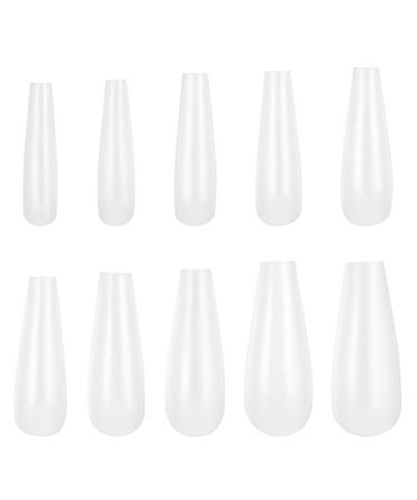 Frcolor Artificial Nail Tips Full Cover Ballerina Artificial Nails for Nail Salons and DIY Nail Art White 500 Pieces