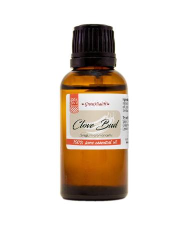 Clove Bud 1 fl oz (30 ml) Glass Bottle 100% Pure Essential Oil GreenHealth