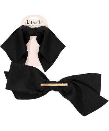 Kitsch Recycled Fabric Bow Hair Clips for Women Oversized Hair Bow Clip Coquette Bows for Hair Cute Ribbon Bow Clip Elegant Clip Bows for Girls Big Bows for Classic Elegant Style 1pc Black - Buy Online on GoSupps.com