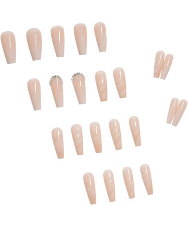 24Pcs Pink Gradient Rhinestone Coffin Press-On Nails - Long Ballerina False Nails for Women and Girls - Buy Online on GoSupps.com