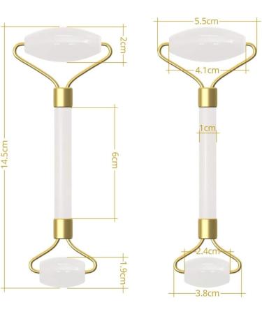 Jade Roller & Gua Sha Face Roller Rose Quartz Massager Facial Beauty Roller Skin Care Tools for Face Eyes Neck Reduce Wrinkle and Dark Circle (White A) - Buy Online on GoSupps.com
