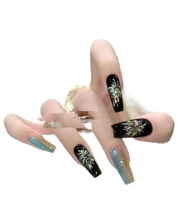 Temperament enhancement nail art cat's eye fireworks nail art super bright autumn and winter Joker pure hand-painted square armor.(XS)
