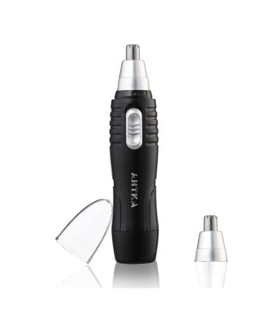 Men Electirc Ear Nose Hair Trimmer Metal Nasal Eyebrow Painless Clipper for Women Dual-Edge Stainless Steel Blades Mute Motor Personal Facial Shaver(Black)