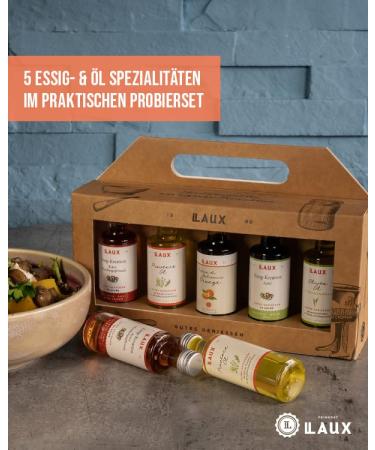Laux Vinegar Oil Gift Box - 5 Varieties (Provence Oil Olive Oil Balsamic Vinegar) 40ml - Perfect for Salads & Dishes - Easter Gift Set No.2 - International Shipping - Buy Online on GoSupps.com