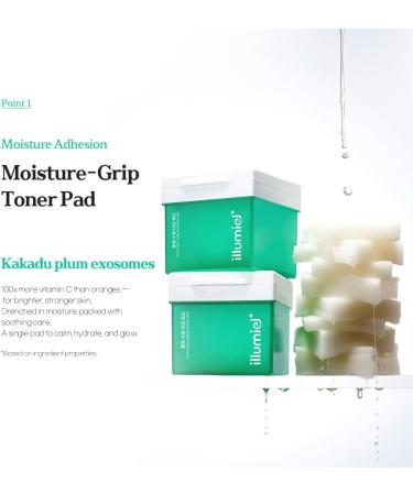 illumiel Aqua Hydrating Square Toner Pads for Long-Lasting Skin Moisture Barrier with Xylitylglucoside & Kakadu Plum Extract Exosome Vegan & Korean Skincare 60 Pads(9.17 fl. oz) - Buy Online on GoSupps.com