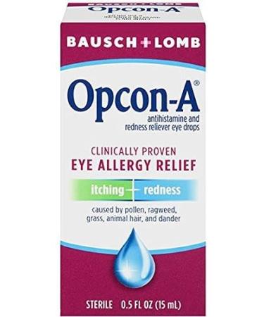 Bausch and Lomb Opcon-A Eye Allergy Relief Drops 0.5 FL OZ Travel Size - Pack of 6 - Buy Online on GoSupps.com