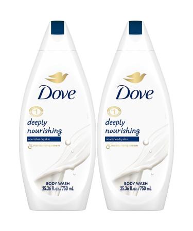 Dove Body Wash 2-Pack Deeply Nourishing for Softer Smoother Skin 25.4 Oz Ea