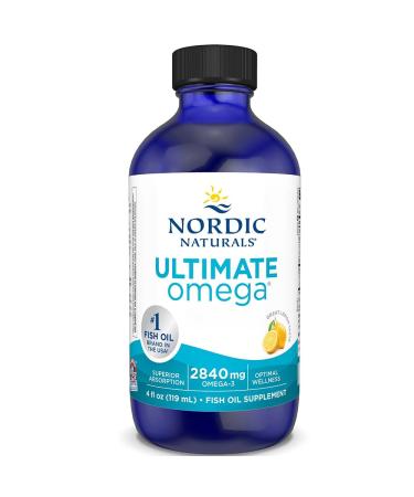 Nordic Naturals Ultimate Omega 2840mg Omega-3 Fish Oil with EPA and DHA Lemon Taste 4 oz Lab Tested Soy Free Gluten Free Non-GMO