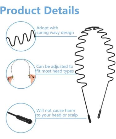 Mens Non-Slip Sports Hair Bands for Long Hair - Metal Hair Hoop for Outdoor & Daily Wear (3 Pack) - Buy Online on GoSupps.com