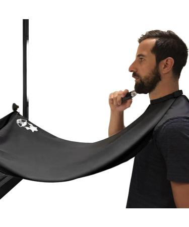 Captain Jax Beard Apron, Hair Catcher with Bag | Shaving Cloth, Strong Suction Cup - Non-Stick Beard Cape for Trimming - Mirror Protector Net, One Size, Black