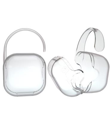 LANEYLI Pacifier Case Pacifier Holder Case Pacifier Clip Binky Holder Case Pacifier Box Pacifier Accessories 2 Pack Clear Hook Design
