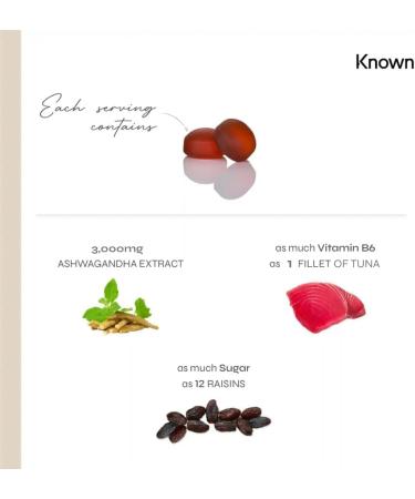 Ashwagandha Gummies 3000MG High Strength by Known Nutrition with Vitamin B6 | 120 Two-a-Day Gummies | Natural Botanical Extract | for Natural Stress Reduction | Apple Flavour (2 Months Supply) - Buy Online on GoSupps.com
