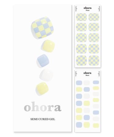 ohora Semi Cured Gel Pedi Strips (P Alice) - Works with Any Pedi Lamps  Salon-Quality  Long Lasting  Easy to Apply & Remove - Includes 2 Prep Pads  Pedi File & Wooden Stick - Checkered