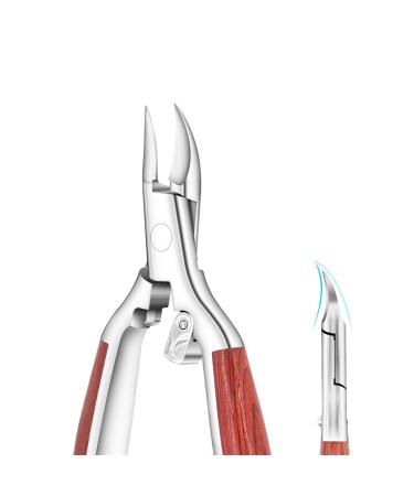 Toenail Clipper for Thick or Ingrown Nails Heavy Duty Nail Clipper Cutter for Fingernails Toenails Podiatrist Toenail Nipper Grooming Tool Sharp Blade Safety Knock Wooden Handle