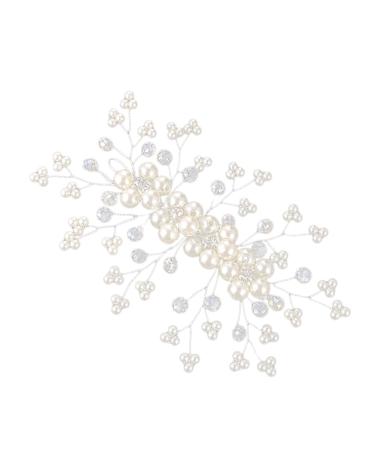 minkissy Crystal Headpiece Pearl Tiara Diamond Headpiece Bridal Headpiece Wedding Hair Comb Crystal Hair Comb Bridal Hair Comb Bride White Alloy Forehead Decoration