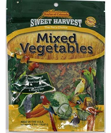 Sweet Harvest Mixed Vegetables Treat, 2.5 Oz Bag - Real Vegetables for Birds - Cockatiels, Parakeets, Parrots, Macaws, Conures