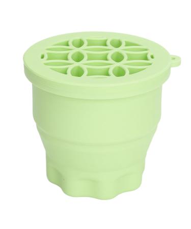 Makeup Brush Cleaning Bowl Multifunctional Space Saving Palm Size Folding 2 in 1 Makeup Brush Scrubber with Brush Drying Rack for Home (Green)