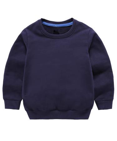 Taigood Kids Jumper for Boys Cotton Sweatshirt Long Sleeve T Shirts Pullover Autumn Winter Age 1-7 Years 4-5 Years Navy Blue