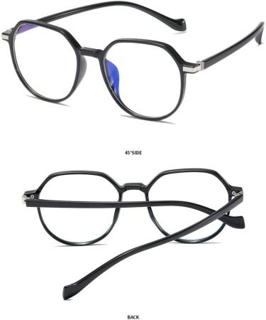 SERONI TR90 Polygon Blue Light Blocking Glasses for Men & Women | Anti-UV Ray Computer & Reading Glasses - 54mm Black Frame - Buy Online on GoSupps.com