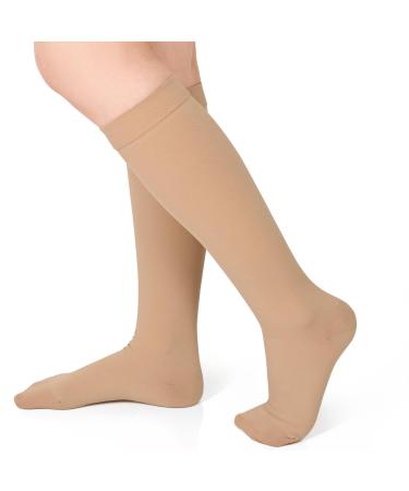 Evolyline Medical compression stockings women men 20-30 mmHg calves closed toe area support stockings compression socks thrombosis socks graded support for varicose veins edema beige m