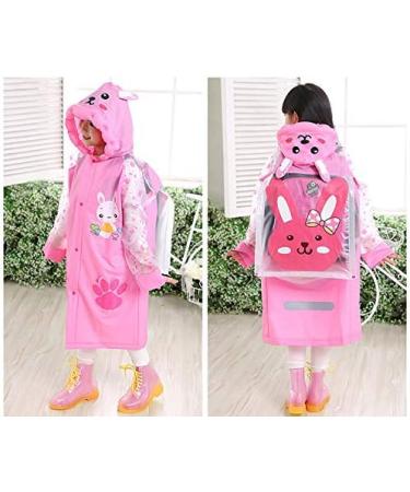 QTECLOR Kids Raincoat Jacket - Cartoon Rain Poncho for Ages 6-13 with School Bag Cover - Buy Online on GoSupps.com