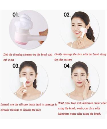 2 in 1 Face Brush for Cleansing and Exfoliating Facial Cleaner Brush Fashion Soft Double Sides Facial Deep Cleansing Brush Face Skin Care Clean Brush (Pink) - Buy Online on GoSupps.com