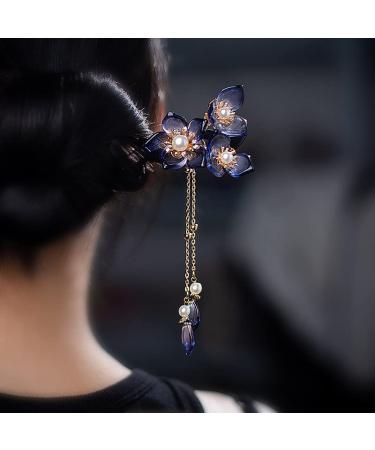 Chinese Hair Sticks Chinese Hair Accessories Chinese Flower Hair Chopstick with Tassel Chinese Hair Pins Hair Sticks Wooden Hair pin