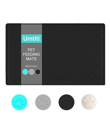 Umtiti bowl pad for dog cats (48x30cm black) waterproof non-slip silicone dog bowl matt matt waterproof surface with edge dishwasher-resistant M-1PC black M-black
