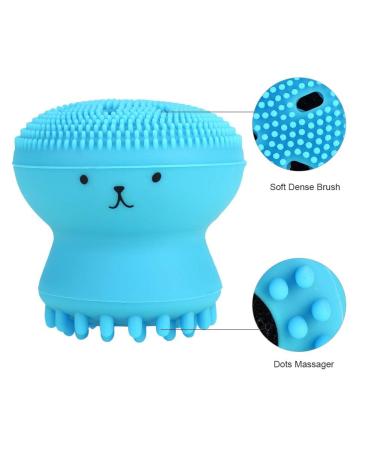 Cute Silicone Facial Brush - 3 in 1 Kids Face Scrubber for Deep Exfoliation - Gentle Skin Care Tool (Blue) - Buy Online on GoSupps.com