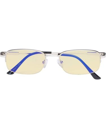 Eyekepper Blue Light Blocking Computer Glasses for Men & Women - Half Rim Memory Titanium Readers +2.00 in Silver - Buy Online on GoSupps.com
