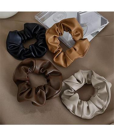 Soft Leather Big Hair Scrunchies for Women - 4 Pcs Ponytail Holders for Thick Hair - Buy Online on GoSupps.com