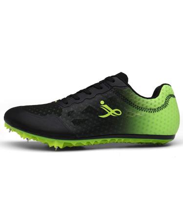 muchflash Track and Field Shoes Men and Women Training Racing Competition Shoes Professional Athletic Running Shoes Boys and Girls 8 Women/6.5 Men Black-green