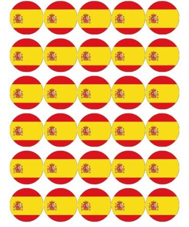 30 Spain Spanish Flags Cupcake Toppers Edible Wafer Paper Fairy Cake Toppers Birthday Cake Decorations